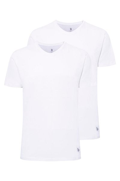 U.S. Polo Assn. - Ανδρικό μπλουζάκι Oversize Λευκό 2 τεμαχίων με στρογγυλή λαιμόκοψη