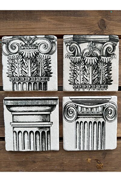 woodhomeworks مجموعة من 4 أكواب من الحجر الطبيعي مطبوعة ملونة