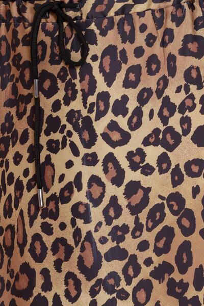 Sevitli Fusta muștar cu model leopard - Talie cu șireturi