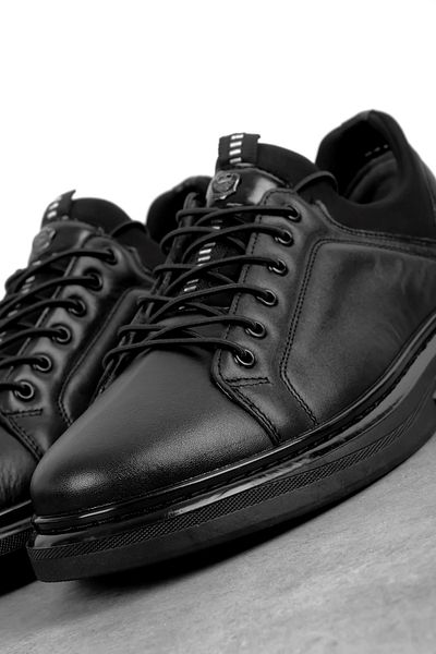 Lal Shoes & Bags Anyone Men's Genuine Leather Laced Shiny Sole Nubuck Detailed Casual Shoes-Black