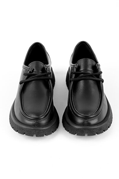 Lal Shoes & Bags Жіночі шкіряні туфлі-лофери з шнурівкою та деталями з натуральної шкіри - чорні