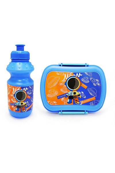 Eazy Kids - Set of 2 - Lunch Box & Water Bottle - Astronaut Blue