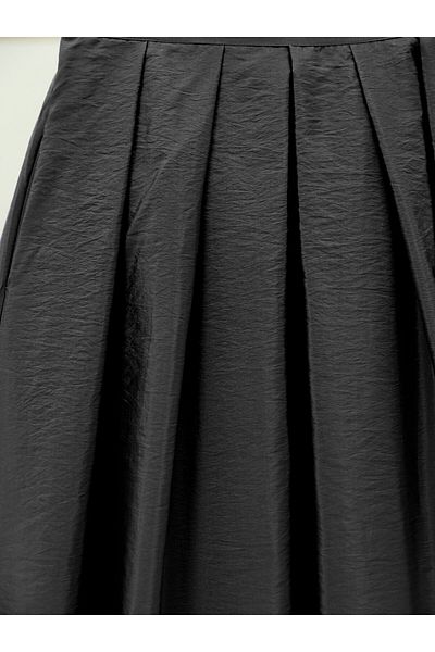Modamorfo Elastic Waist Pleated Parachute Skirt -Black