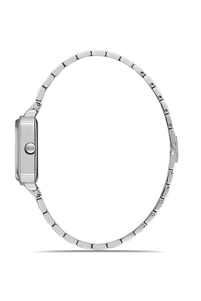 Romanson Rm1B28Ll2Wa32W Small Rectangular Case Steel Cord Silver Color Women's Watch