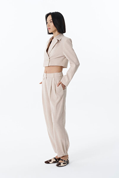 Quzu Pile Detaylı Jogger Pantolon Naturel