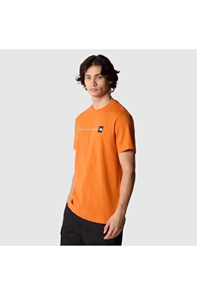 THE NORTH FACE Never Stop Exploring Mens Orange Round Neck T-Shirt