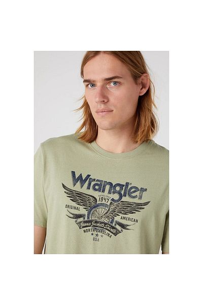 WRANGLER Ανδρικό μπλουζάκι με πράσινη λαιμόκοψη