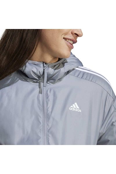 adidas Essentials 3 Stripes Ins Ho Ανδρικό παλτό με γκρι κουκούλα