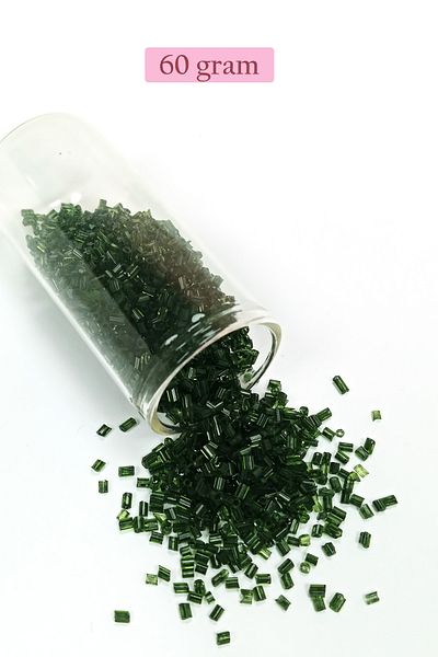 STUMBANNG Cut Glass Beads 2mm - 60 Grams - Transparent Dark Green - Bnc367