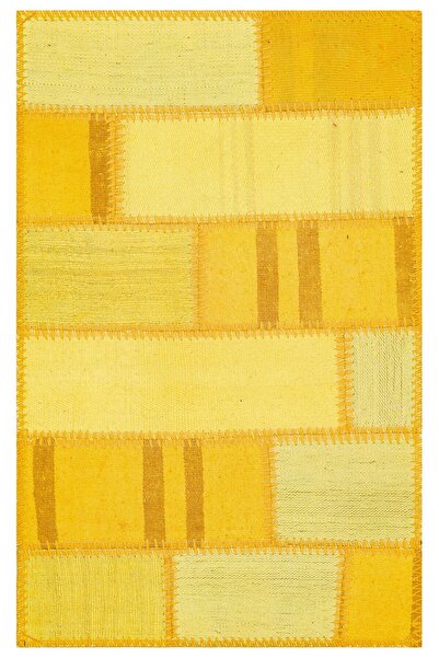 Grandhedefhalı Eşsiz El Dokuma Sari Rengi Kendir Kilim Paspas