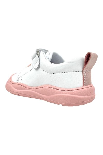 Nubebe Celtic First Step Shoes for Girls - Leather, Orthopedic, White and Pink