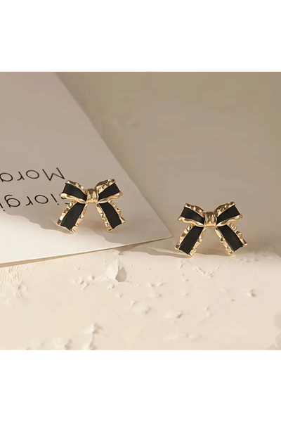 Butik BRONZ SİYAH FİYONK KÜPE