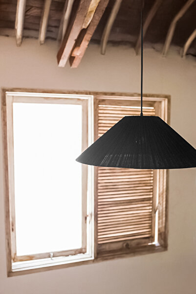 NYLife Black Modern Bohemian Rustic Natural Paper Raffia - Triangle Chandelier