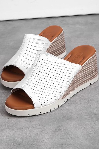 MY DERİ Realy Women's Genuine Leather Wedge Heeled Slippers 3694