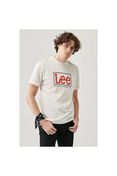 Lee Ελαφρύ ανδρικό T-shirt Ss Xm Wobbly Logo Crew Neck Crew Neck - L68tysmk