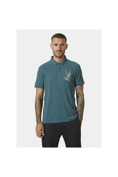 Helly Hansen Ανδρικό μπλουζάκι πόλο με πράσινο κλασικό γιακά Hp Race