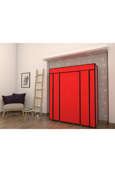 BurakBezDolap Metal Profilli Çift Yandan Kumaş Raflı Bez Dolap Gardırop