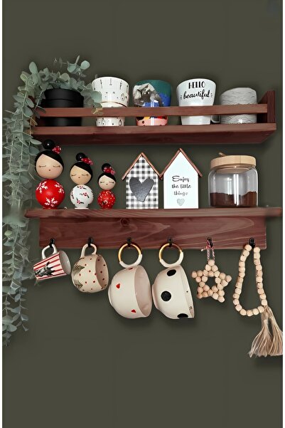 Wooden Factory Mutfak ,Kahve Köşesi 2 Li Raflı Set