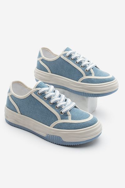 Marjin Damen-Sneaker zum Schnüren, Leinen-Sportschuhe, Dofkin Blue Denim