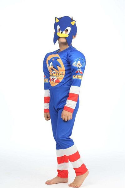 Butik Costum Sonic cu mușchi + Mască pentru ochi - Costum Sonic - Cosplay Sonic căptușit