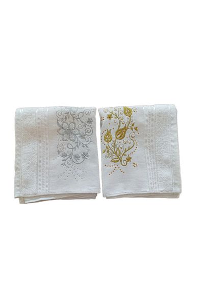 Riva Seletti 2 Pieces 50X90 cm Embroidered Gold & Silver 1St Quality