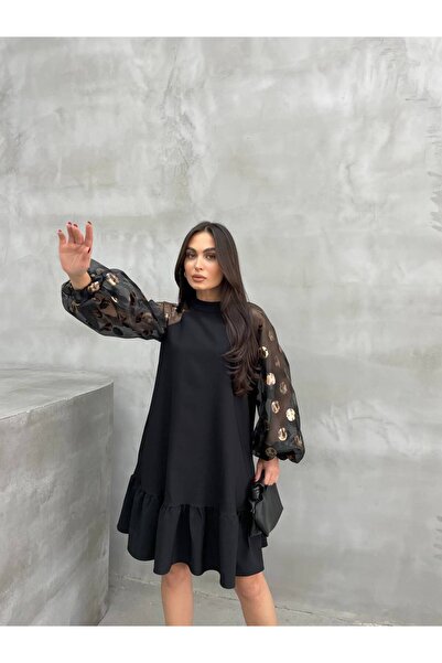 BYBRZ ORGANZE VARAKLI A KESİM ELBİSE