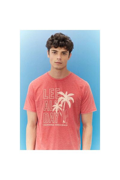 Lee Lightweight Graphic Men's Red Crew Neck T-Shirt