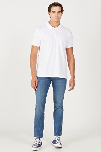 WRANGLER Regular Fit Regular Fit 100% Cotton White Polo Neck T-Shirt
