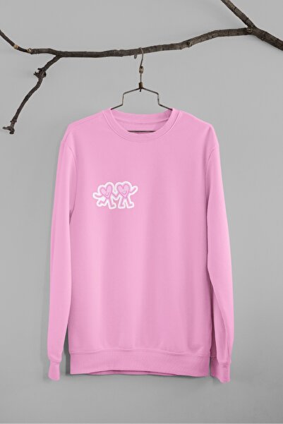 Butik المرأة / فتاة طويلة الأكمام 2 موضوع اليد في اليد قلوب نقل مطبوعة طاقم ا...