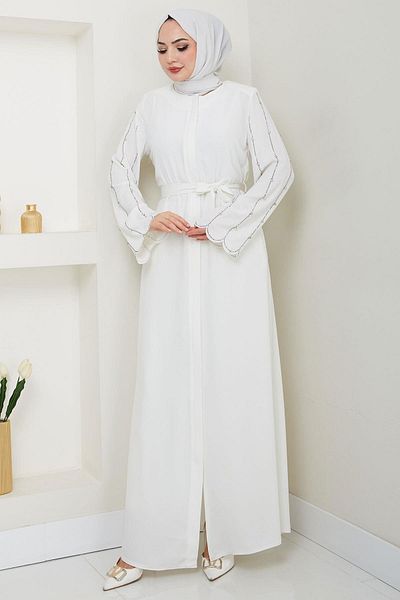 hafsamina White Stone Sleeve - Hidden Pat Ferace Hm2152