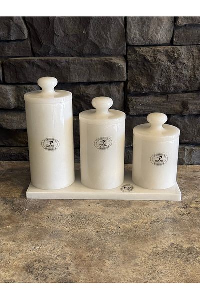 Polen Stone White Marble Spice Rack Set (4 Pieces)