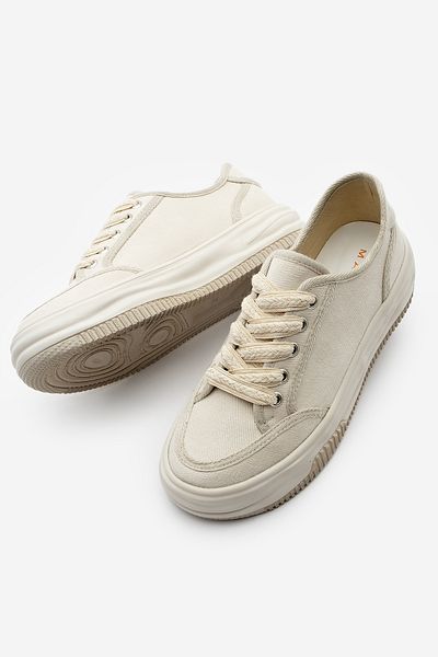 Marjin Damen-Sneaker aus Leinen – Ecru-Sportschuhe zum Schnüren