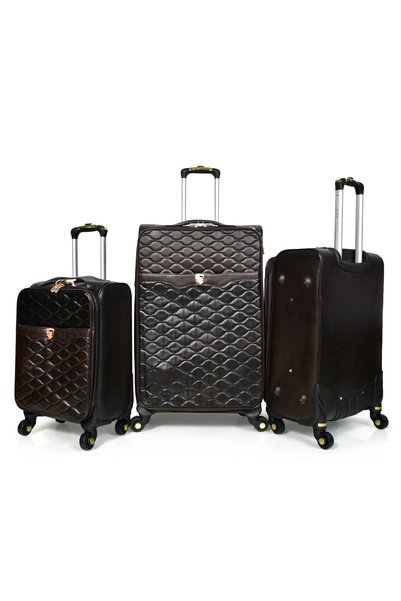 MORANO Morano Leather 3 Piece Luggage Set 28/24/20 Inch