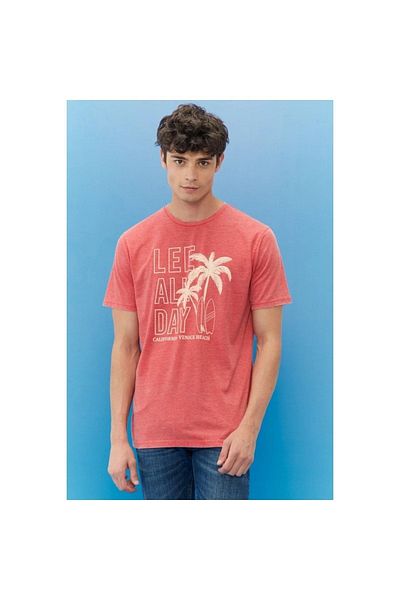 Lee Lightweight Graphic Men's Red Crew Neck T-Shirt