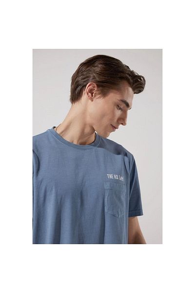 Lee Tricou albastru cu gât crew pentru bărbați