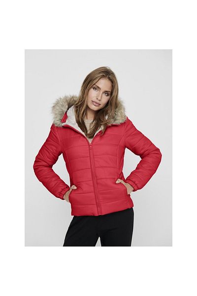 ONLY Onldogukan Fur Padded Women's Red Coat