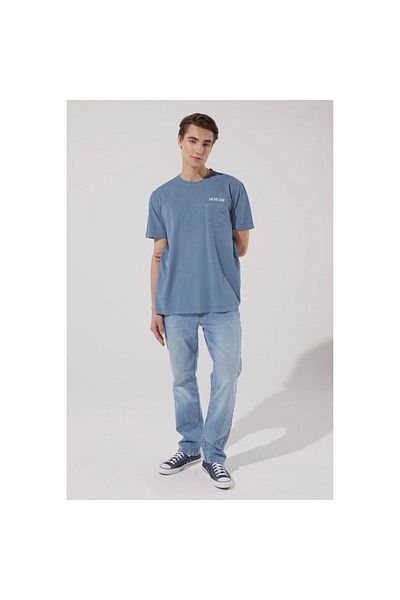 Lee Tricou albastru cu gât crew pentru bărbați