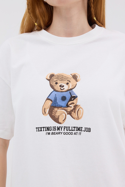 Addax Μπλουζάκι με λαιμόκοψη με στάμπα Bear - P10372