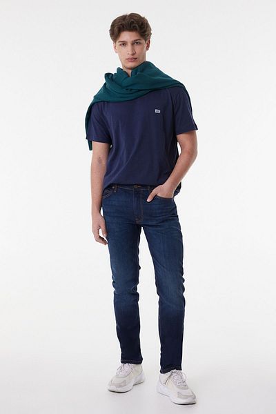 Lee Marineblaues Herren-T-Shirt mit Rundhalsausschnitt