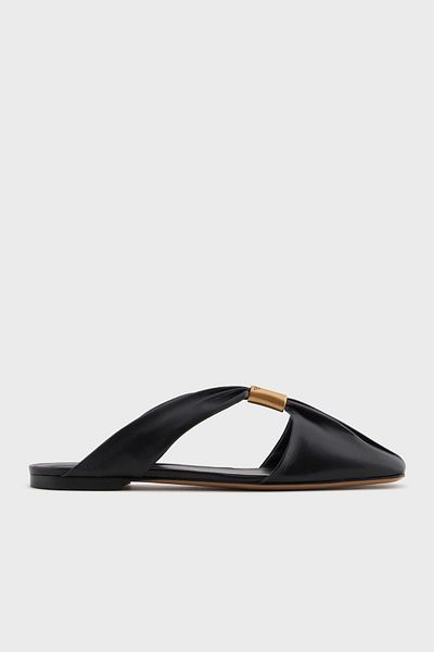 Emporio Armani Leather Metallic Logo Detailed Slippers Slippers X3R036 Xf271 00002