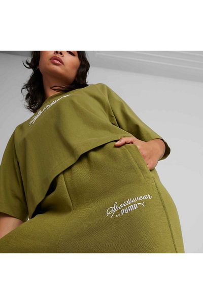 Puma Pantaloni de sport relaxați CLASSICS+ Verde măsline