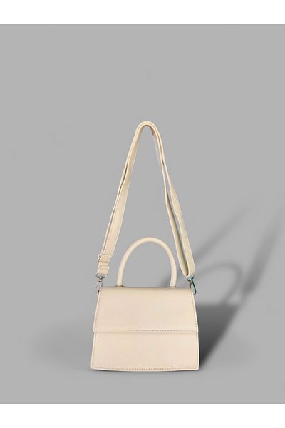 ESNEVA Women's Beige Color Adjustable Strap Single Handle Mini Hand and Shoulder Bag