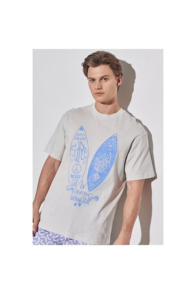 WRANGLER Loose Fit Men's Gray Crew Neck T-Shirt