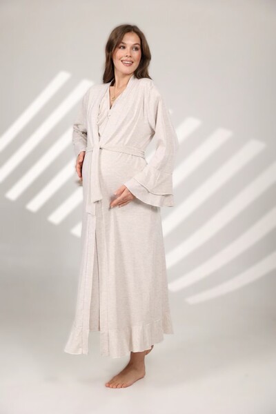 Genel Markalar Kadın Bej Kruvaze Yaka Gizli Emzirme Özellikli  Lohusa Hamile ...