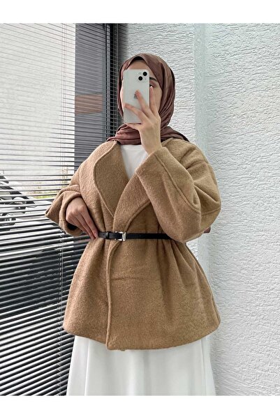 MELEK ARAZ Camel Короткий оверсайз кашемірний пальто