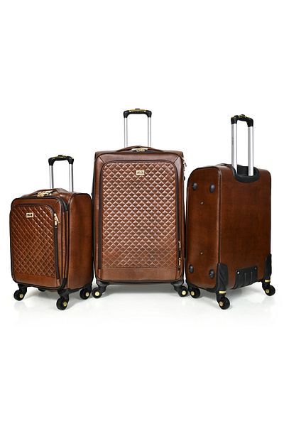 MORANO Morano Leather 3 Piece Luggage Set 28/24/20 Inch
