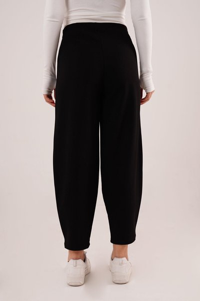 Hipo Trend Knitted Crepe Black Trousers