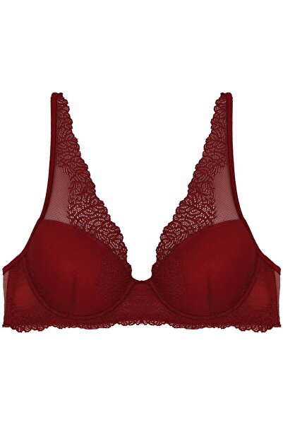 Magic Form 3912 Dantelli Süngerli Sütyen - Kırmızı
