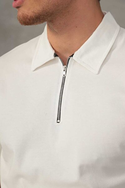 FRANCO RENZO White Half Oversize Zippered Men's Shorts Set 056