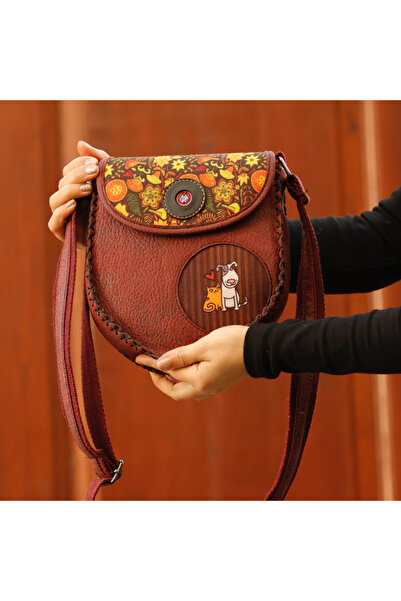 HOODİEMOUSE Cat and Dog Cross Braided Shoulder Bag Ethnic Bohemian Style - Bu...